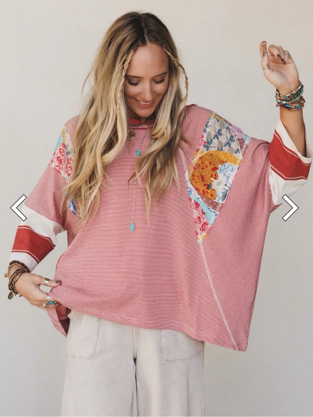 Three Bird Nest Best Selling Britt Patchwork Long Sleeve Tunic - Picture 1 of 4